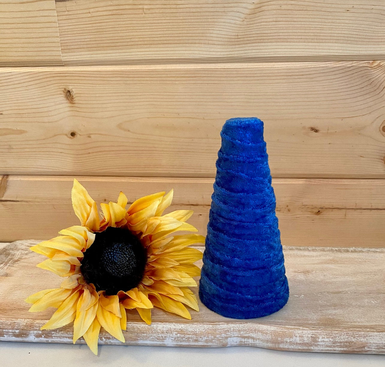 Decorative CONE Trees BLUE CRUSH Velvet Set of 3