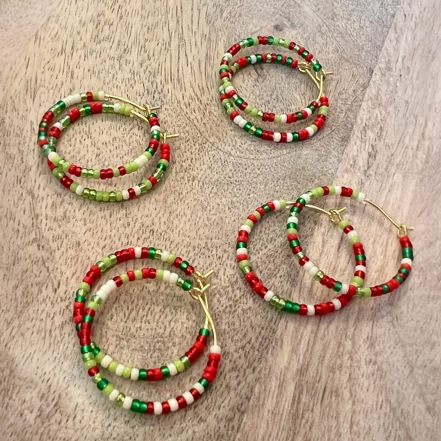 Earrings Gold Hoop Grinch Theme Holiday Theme Red and Green Festive Hoop Earrings Gift for Her Stocking Stuffer Holiday Jewelry Accessory