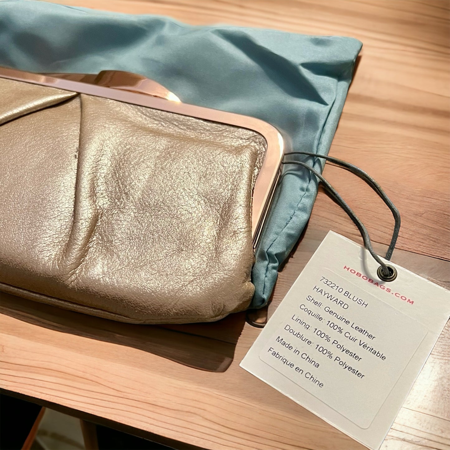 ‼️SOLD‼️ HOBO International HAYWARD Vintage Leather Metallic Blush Leather Clutch Bag NWT