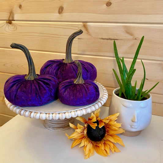 VELVET PUMPKIN SET of 3 - PURPLE CRUSH