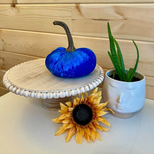 LARGE CRUSHED VELVET PUMPKIN - BLUE CRUSH