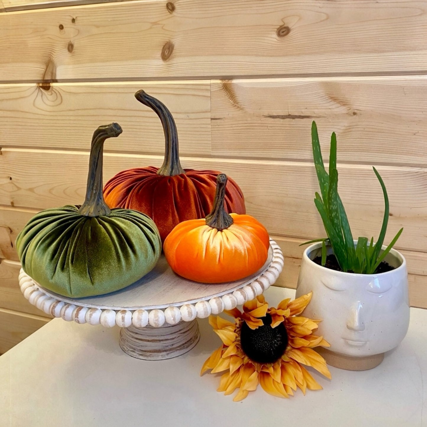 PUMPKIN SET OF 3 VELVET - RUST
