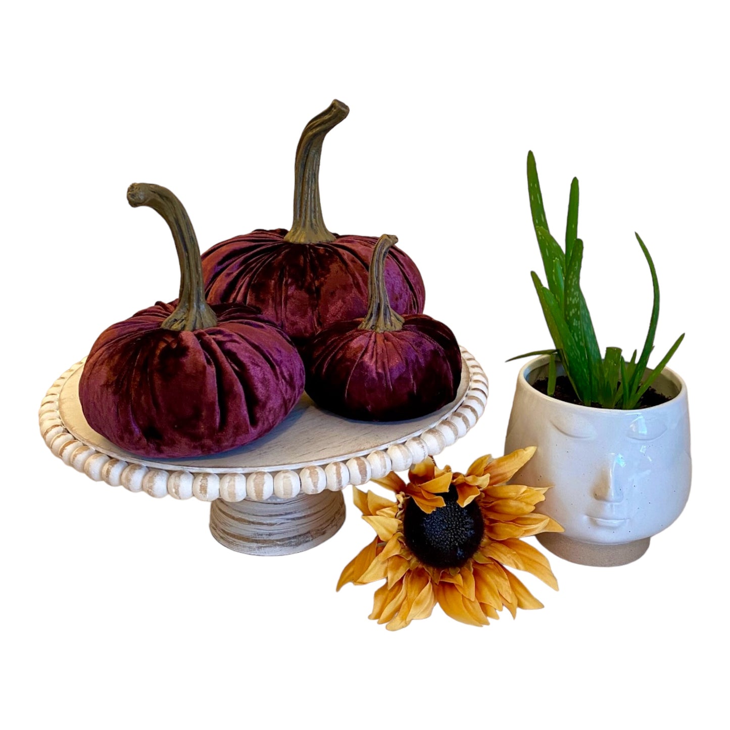 VELVET PUMPKIN SET of 3 - WINE