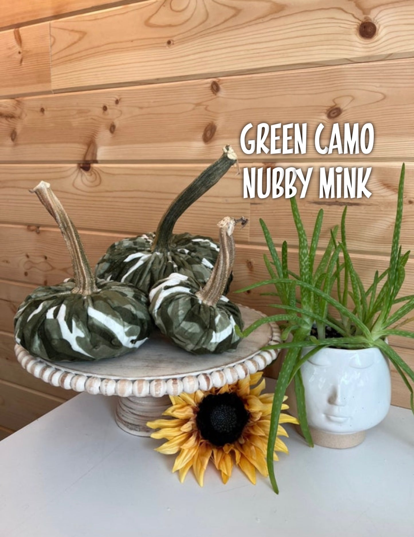 SMALL NUBBY MINK VELVET PUMPKIN - GREEN CAMO