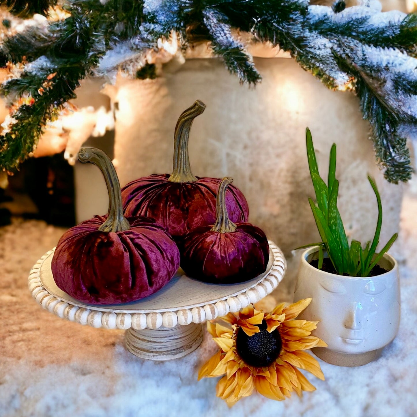 LARGE VELVET PUMPKIN - WINE