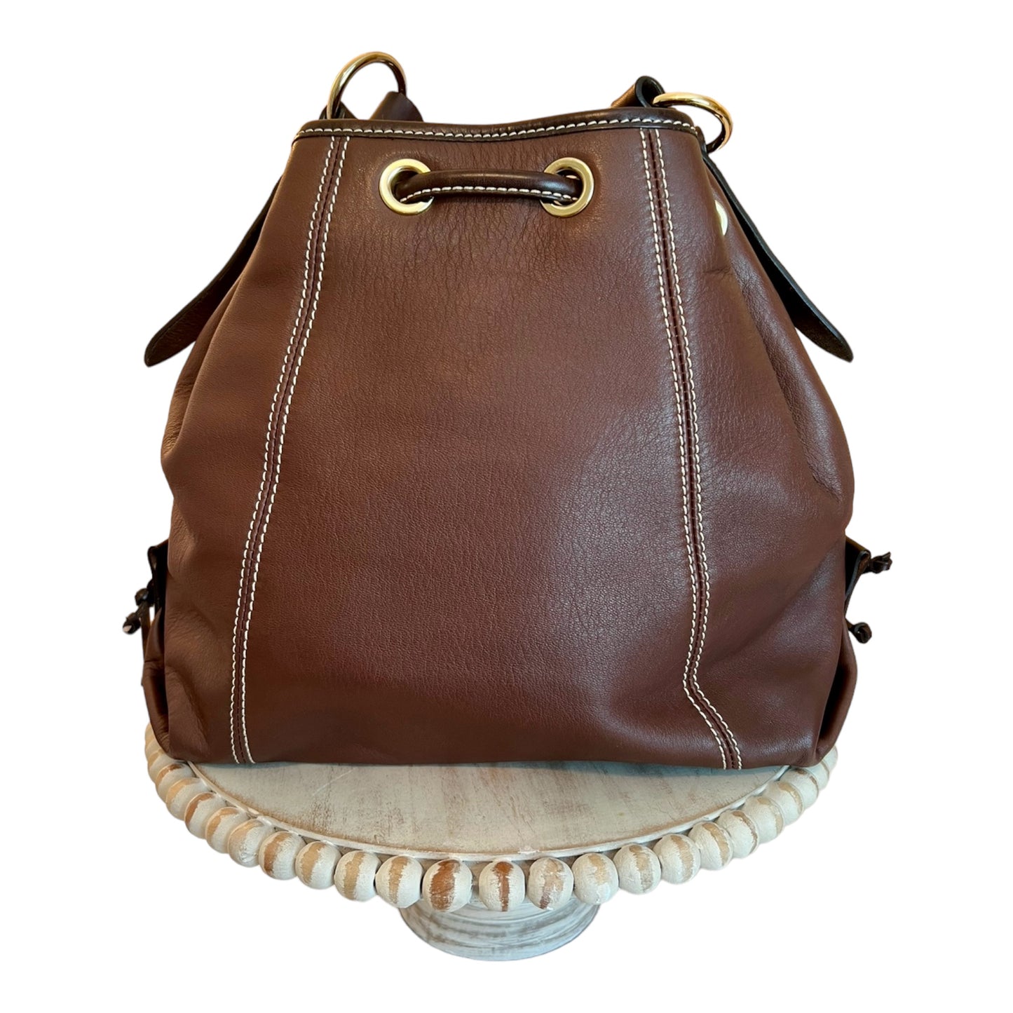 ‼️SOLD‼️ DOONEY & BOURKE Drawstring Satchel Bucket Bag Hobo Purse Brown Leather Tassels