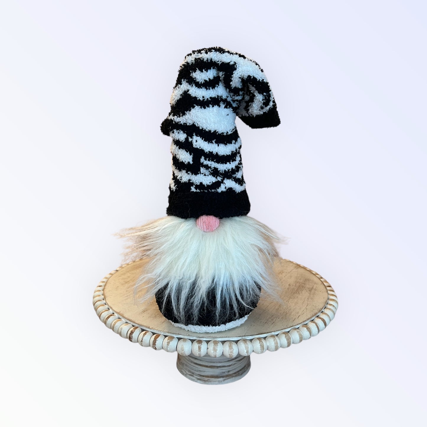 Handmade single GNOME Zebra stripe hat mantle Gnome decor coffee table decor gnome centerpieces Valentine's Day gift for her Spring gnome