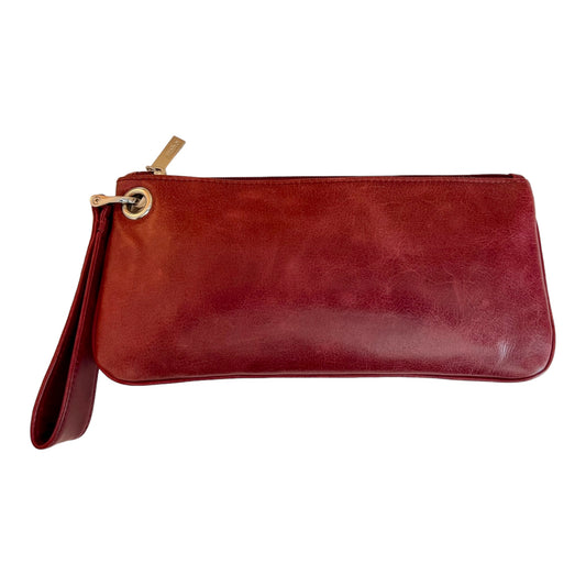 ‼️SOLD‼️HOBO INTERNATIONAL Vida Clutch Wristlet Wallet Deep Red Polished Leather