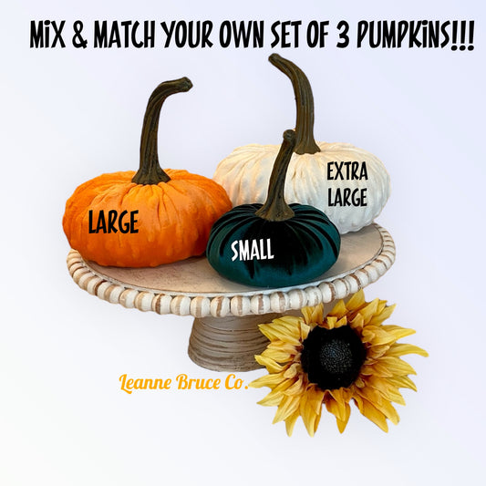 PUMPKINS - CREATE YOUR OWN SET OF 3 DIFFERENT COLORS and SIZES