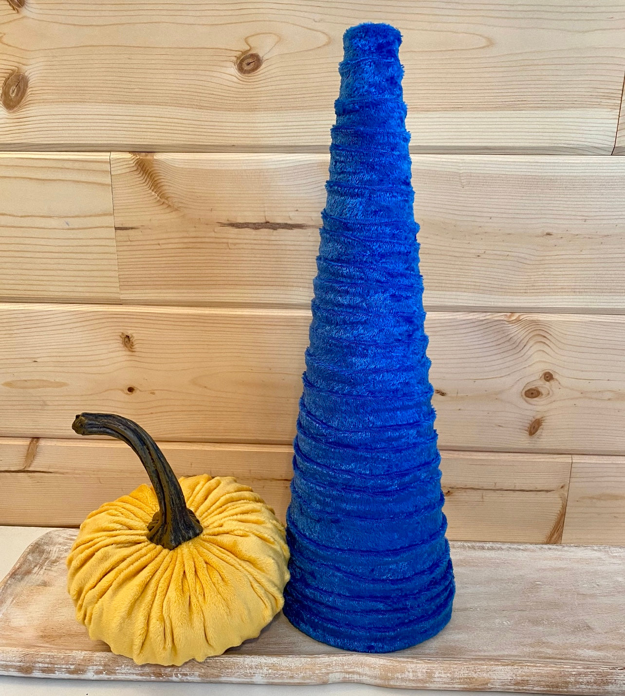 Decorative CONE Trees BLUE CRUSH VELVET Tree Sets of 4