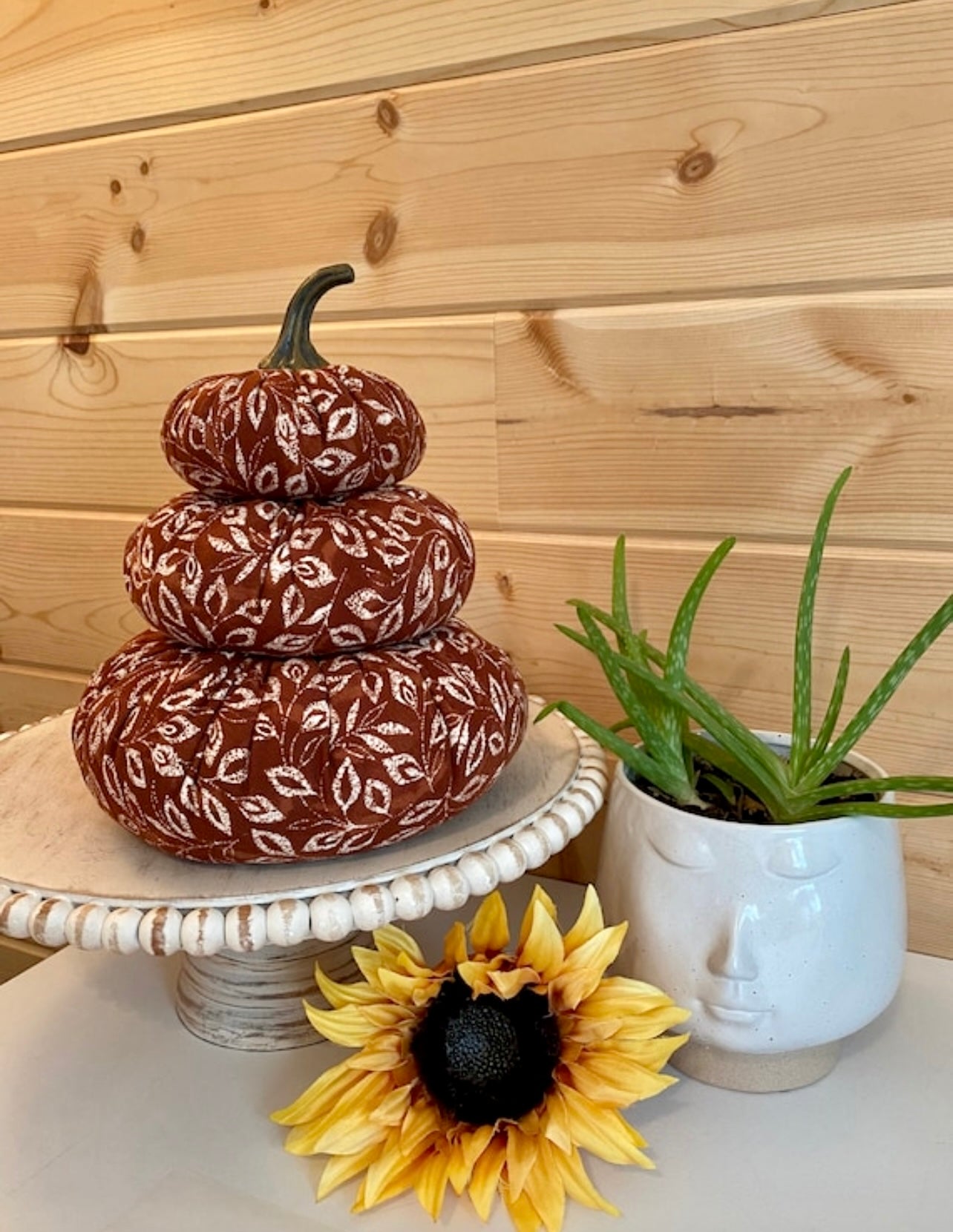 Tiered Pumpkin Stack - Autumn Leaves