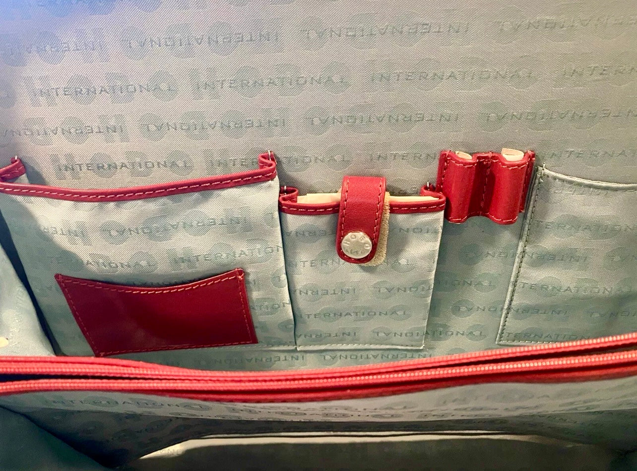 ‼️SOLD‼️ HOBO International Briefcase Red Leather Zip Around Detachable Strap RARE Find