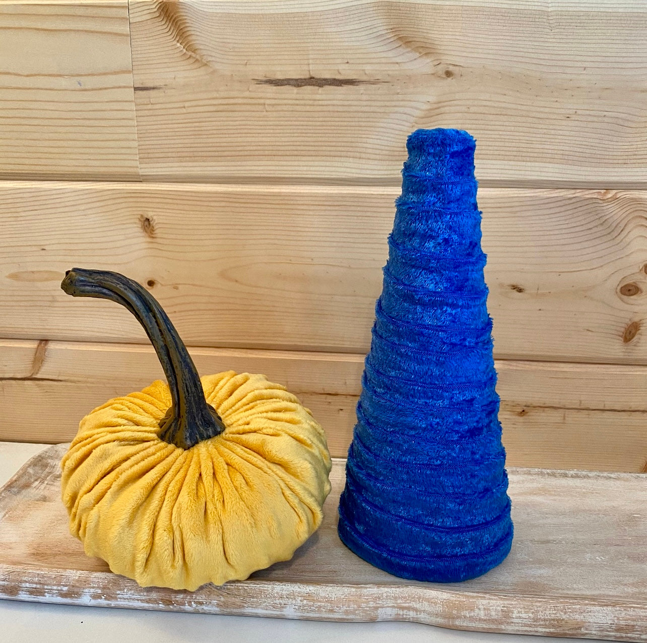 Decorative CONE Trees BLUE CRUSH VELVET Tree Sets of 4