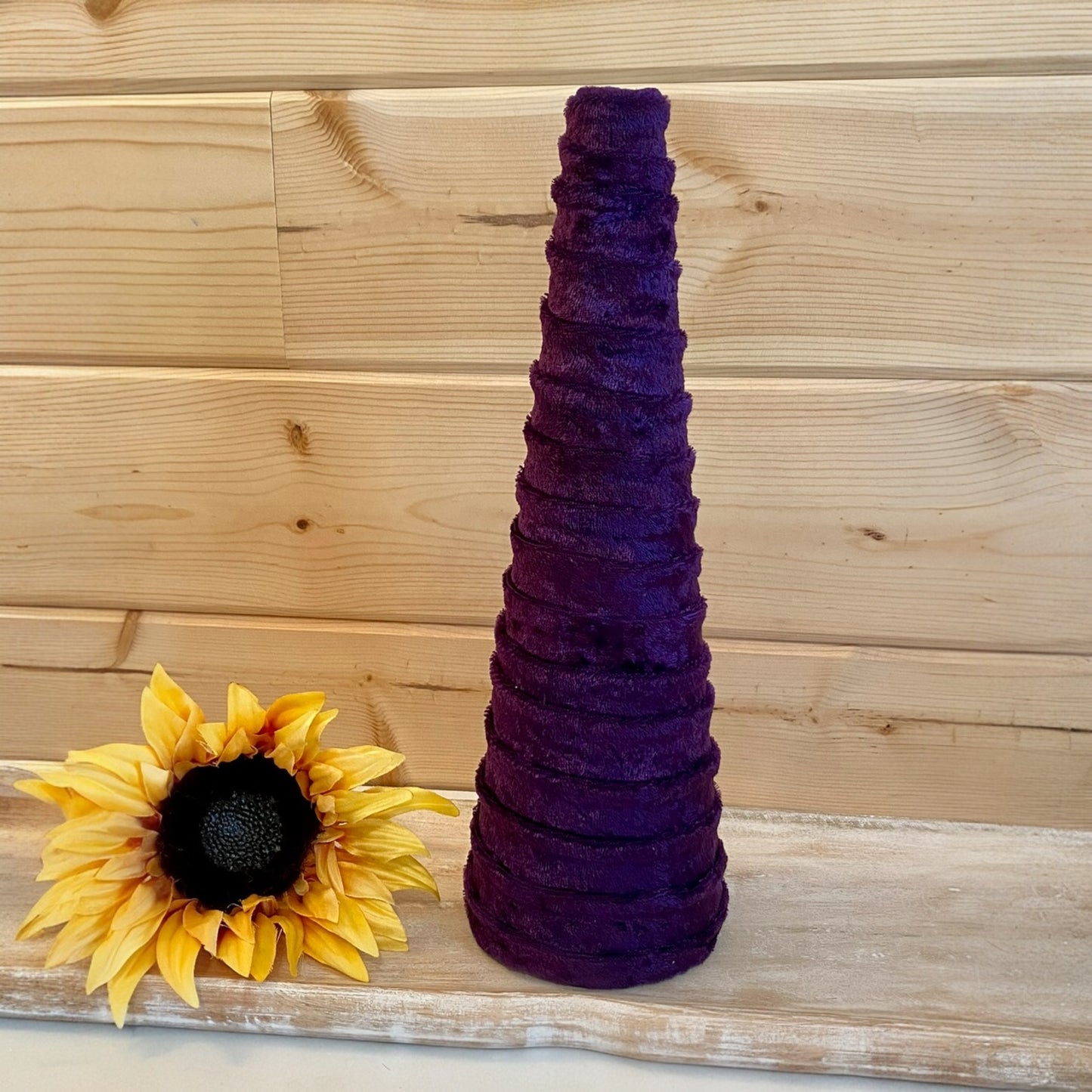 PURPLE Crushed Velvet Decorative CONE Tree Wedding Centerpieces Spring Home Decor Host Gift Set of 5