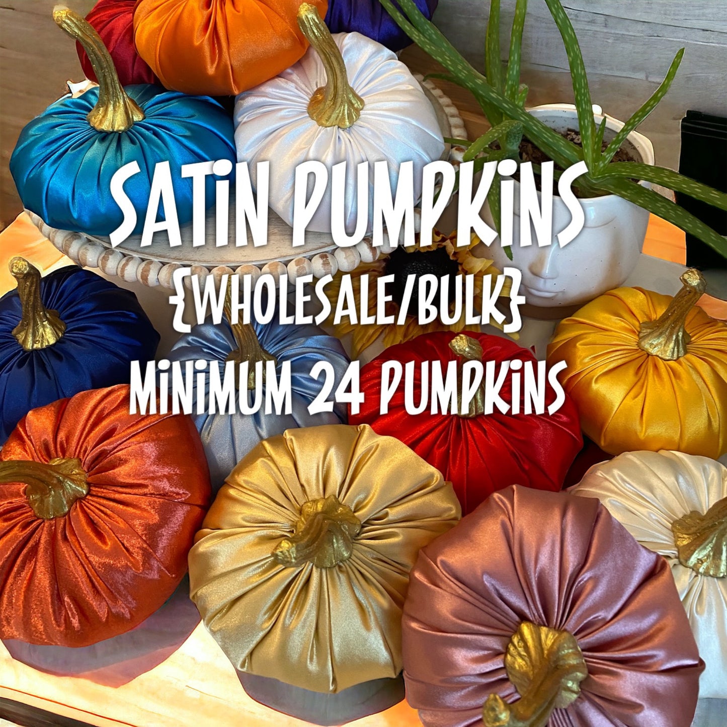 WHOLESALE MEDIUM SATIN PUMPKIN MINIMUM ORDER 24 TOTAL PUMPKINS