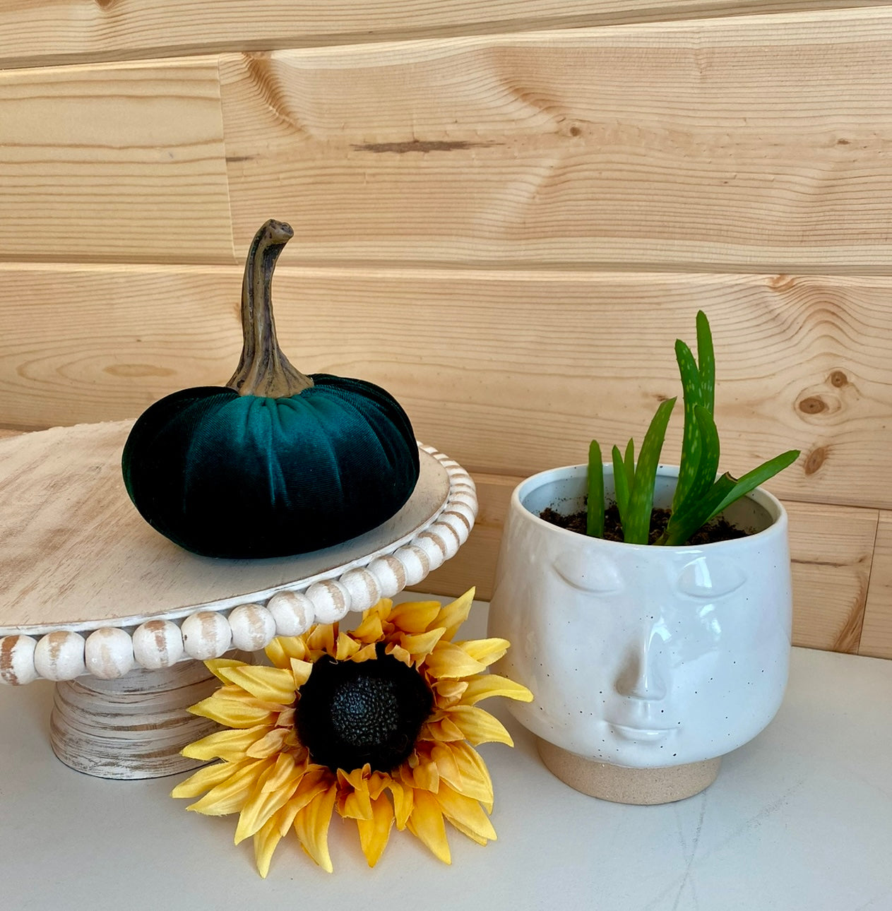 VELVET PUMPKIN SET of 3 - HUNTER GREEN