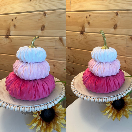 Tiered Pumpkin Stack - Pink Nubby Ombré Nubby Mink