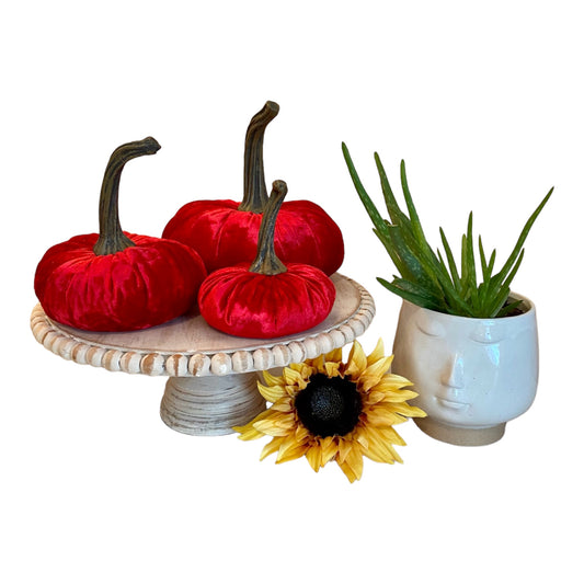 PUMPKIN SET OF 3 VELVET - RED