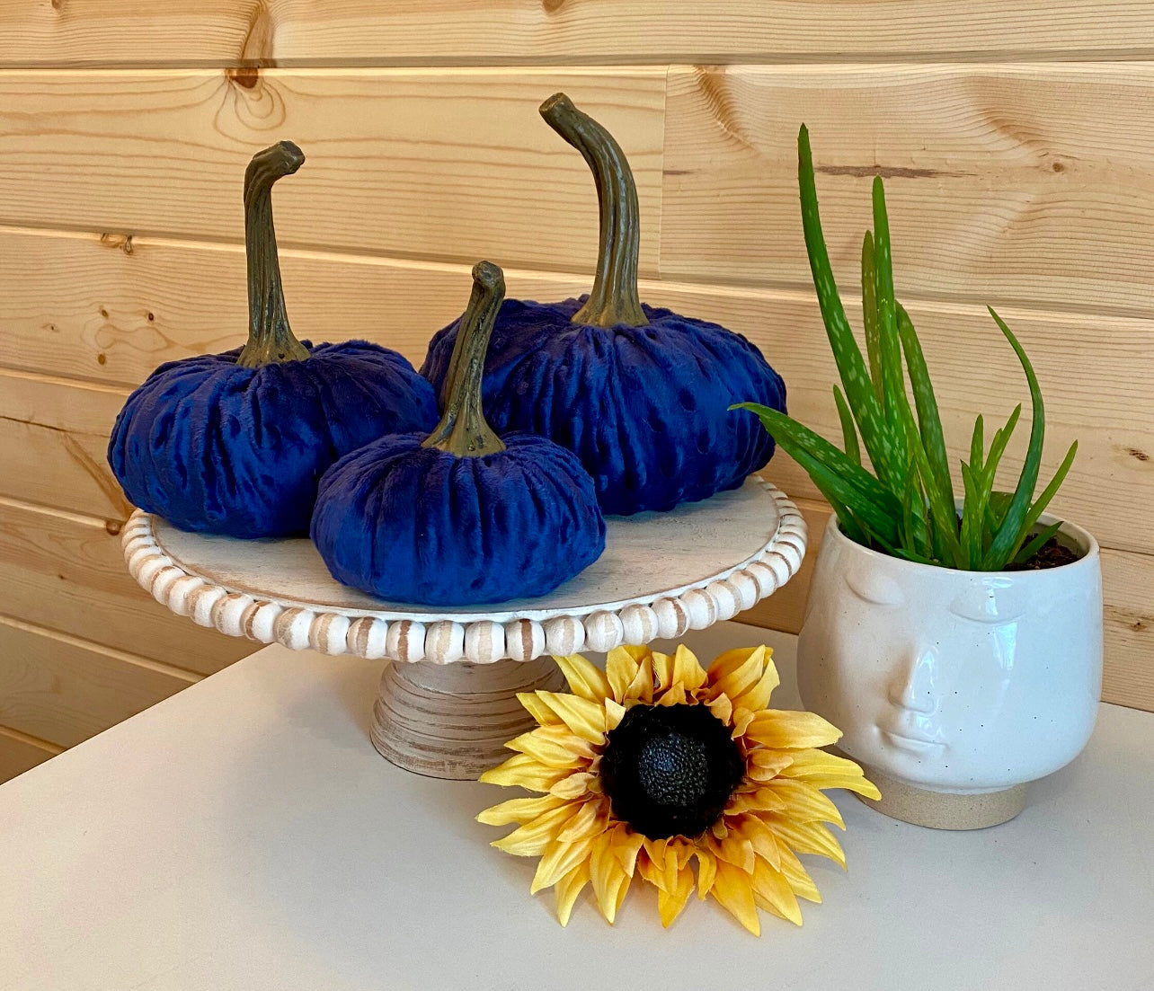 LARGE NUBBY MINK VELVET PUMPKIN - NAVY