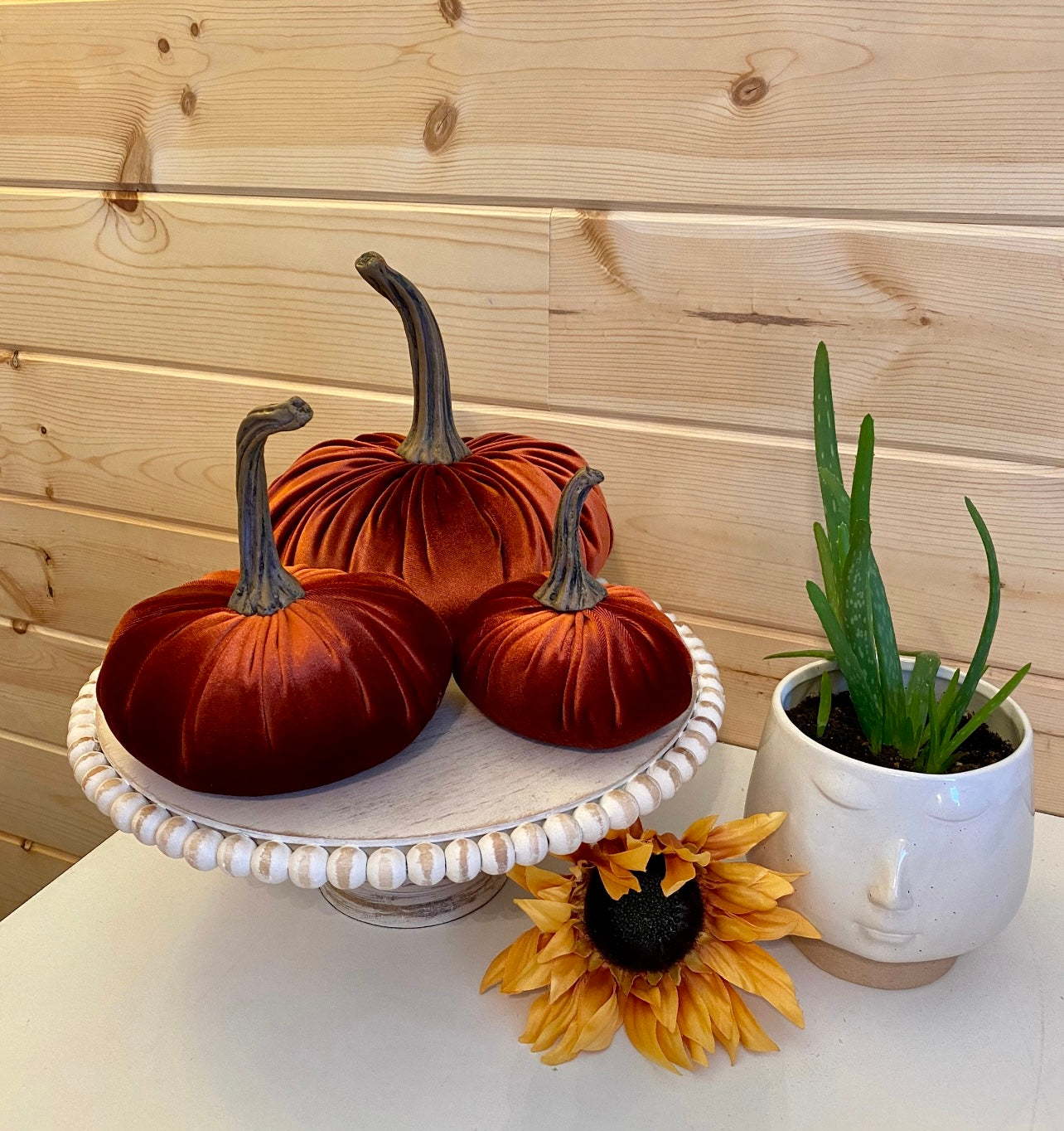 PUMPKIN SET OF 3 VELVET - RUST