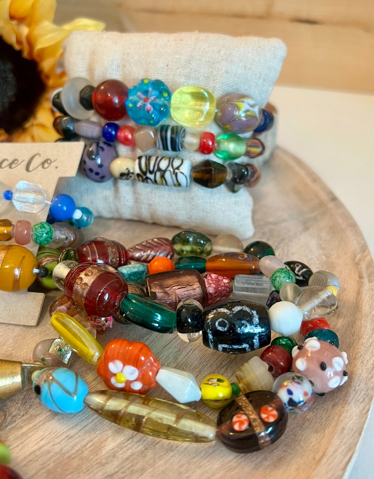 Handcrafted Bracelets Stretchy MARKET DAY Mixed Glass Bead Sets of 3 Bracelets Multi Colors Stack Bracelets Jewelry Gift Sets for Her