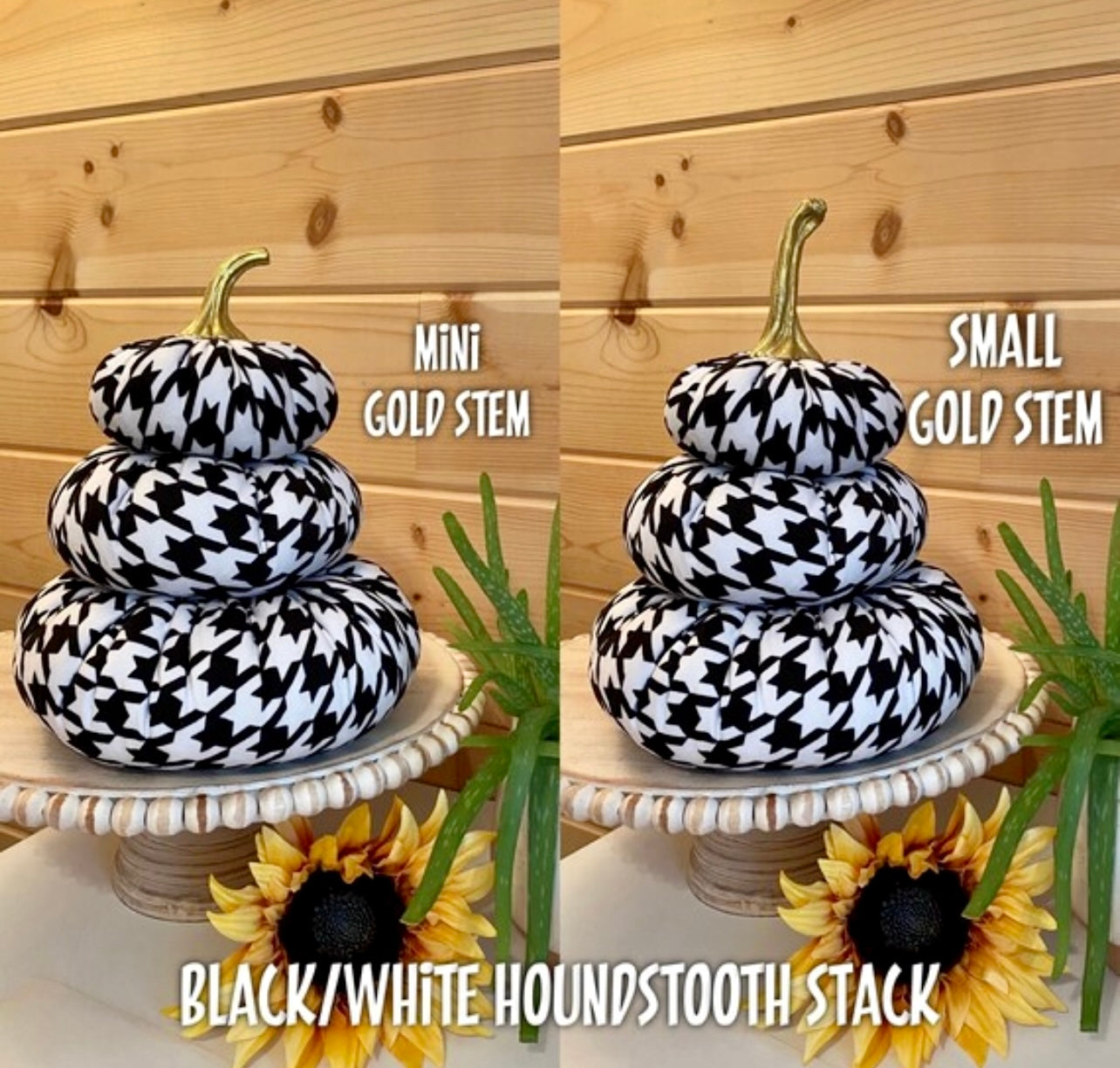 Tiered Pumpkin Stack - Houndstooth Print Black and White