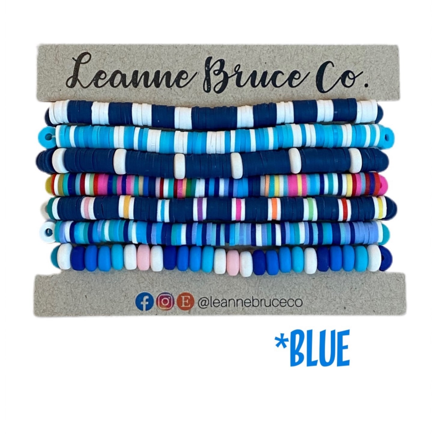 Bracelet Sets of 7 Stretchy COOL Tones Arm Party Handcrafted Bracelet Collection Polymer Clay Disk Bracelets Birthday Gift The LITTLE Sets