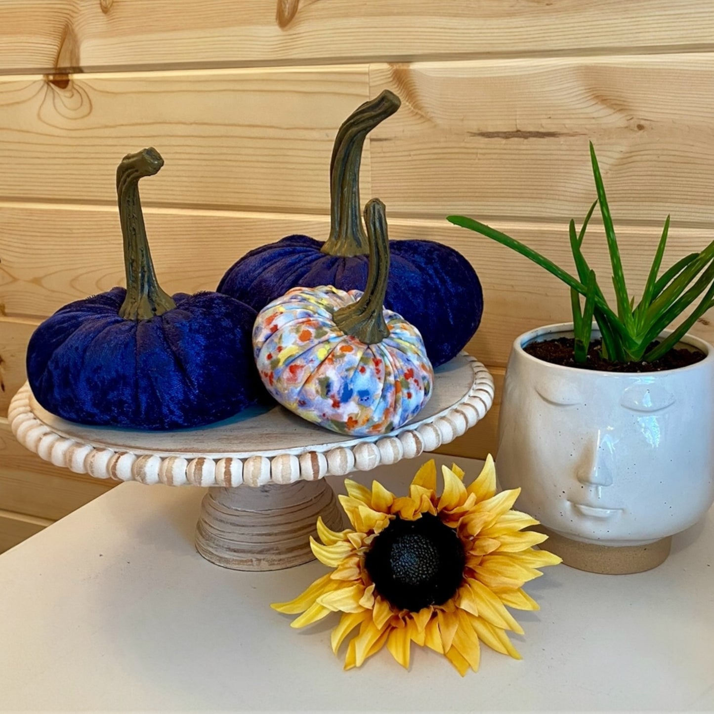 FLORAL PRINT FABRIC PUMPKIN SET of 3 - MAY FLOWERS