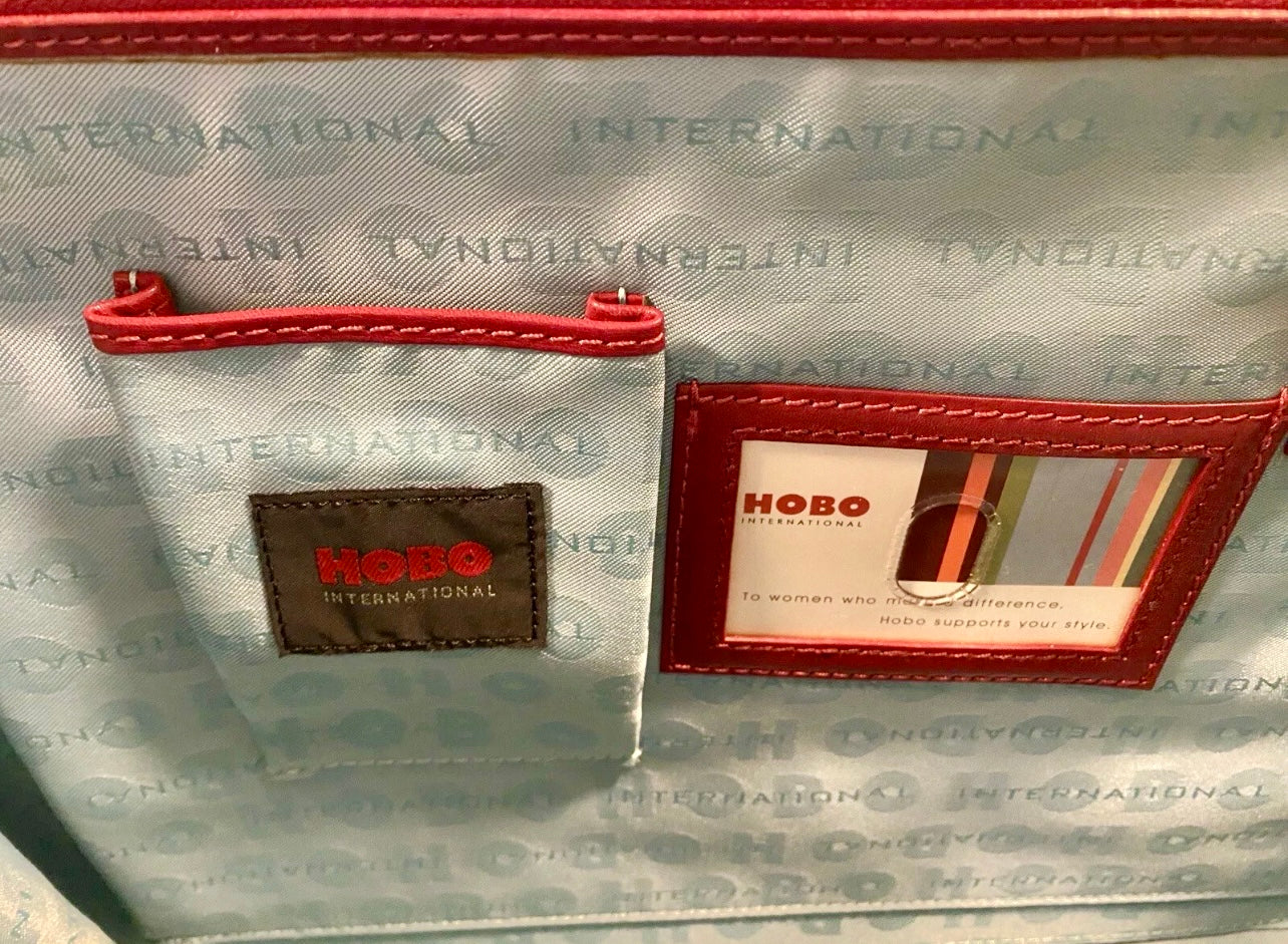 ‼️SOLD‼️ HOBO International Briefcase Red Leather Zip Around Detachable Strap RARE Find