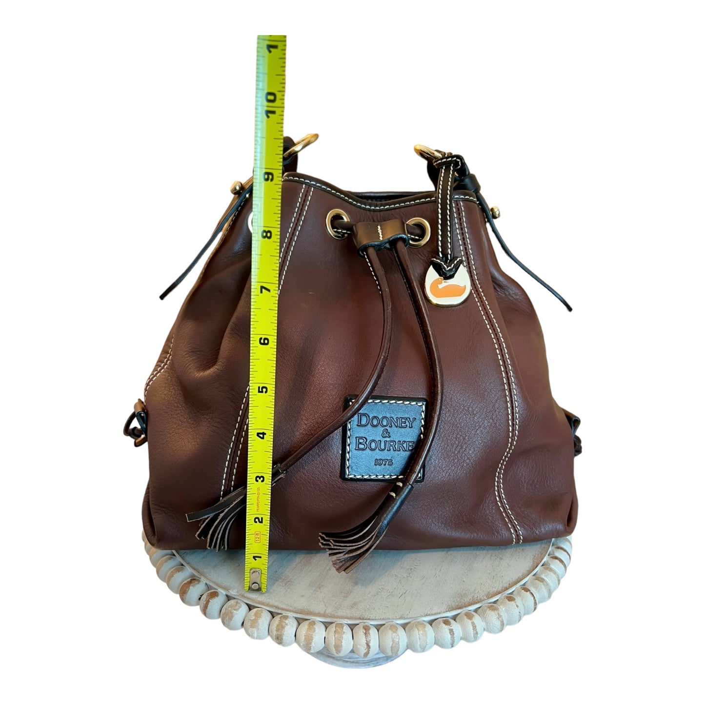 ‼️SOLD‼️ DOONEY & BOURKE Drawstring Satchel Bucket Bag Hobo Purse Brown Leather Tassels