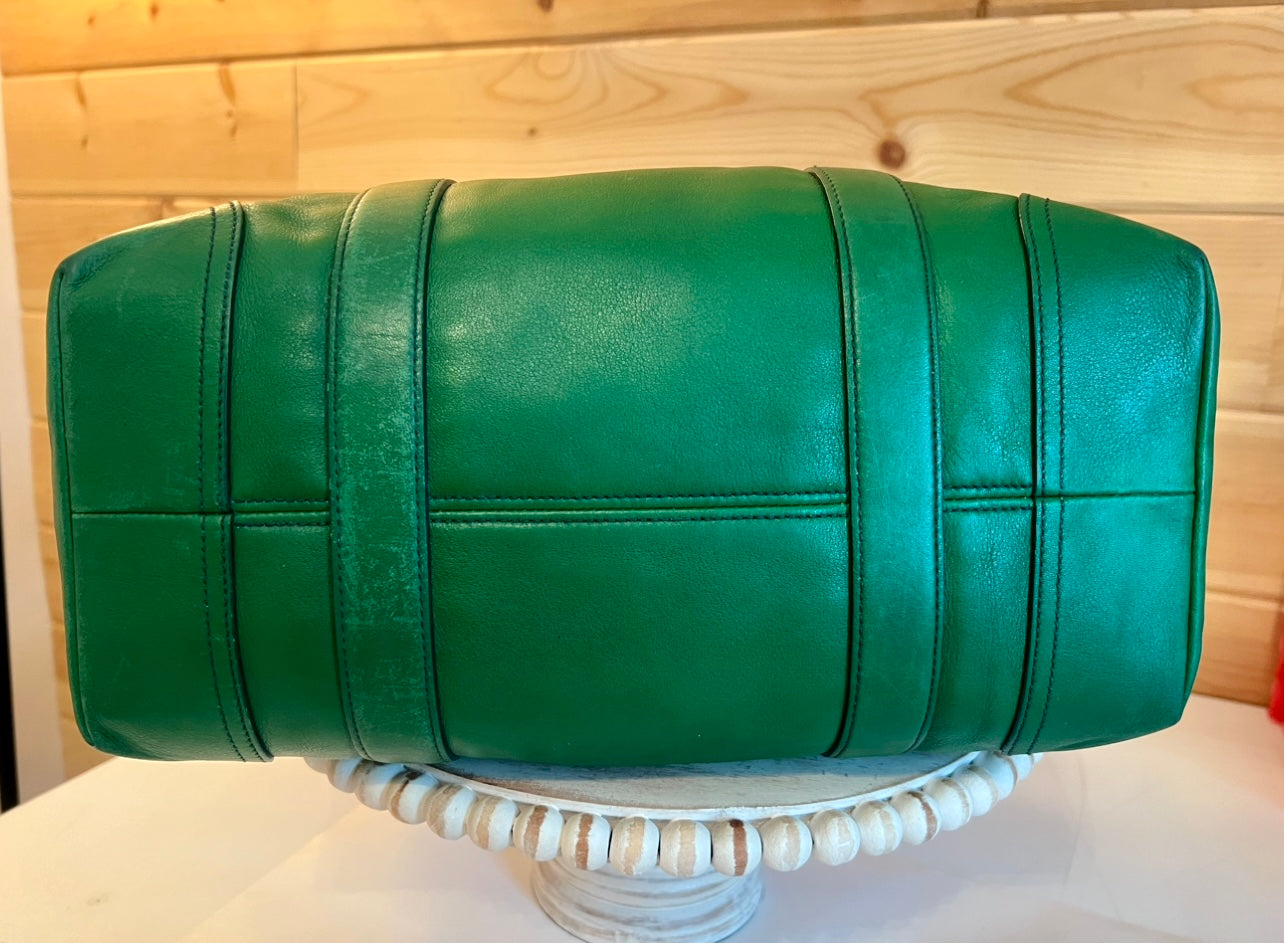 ‼️SOLD‼️Vintage COACH Hampton Green Leather Carryall Shoulder Bag TOTE  Handbag 6491