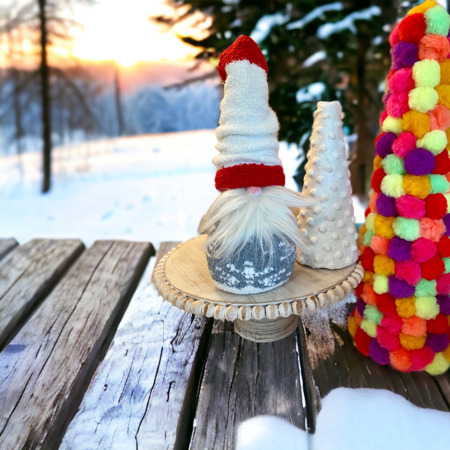 Handmade GNOME White and Red Hat cozy cabin decor winter gnome table centerpieces mantle decor rustic farmhouse chic gift a gnome a home