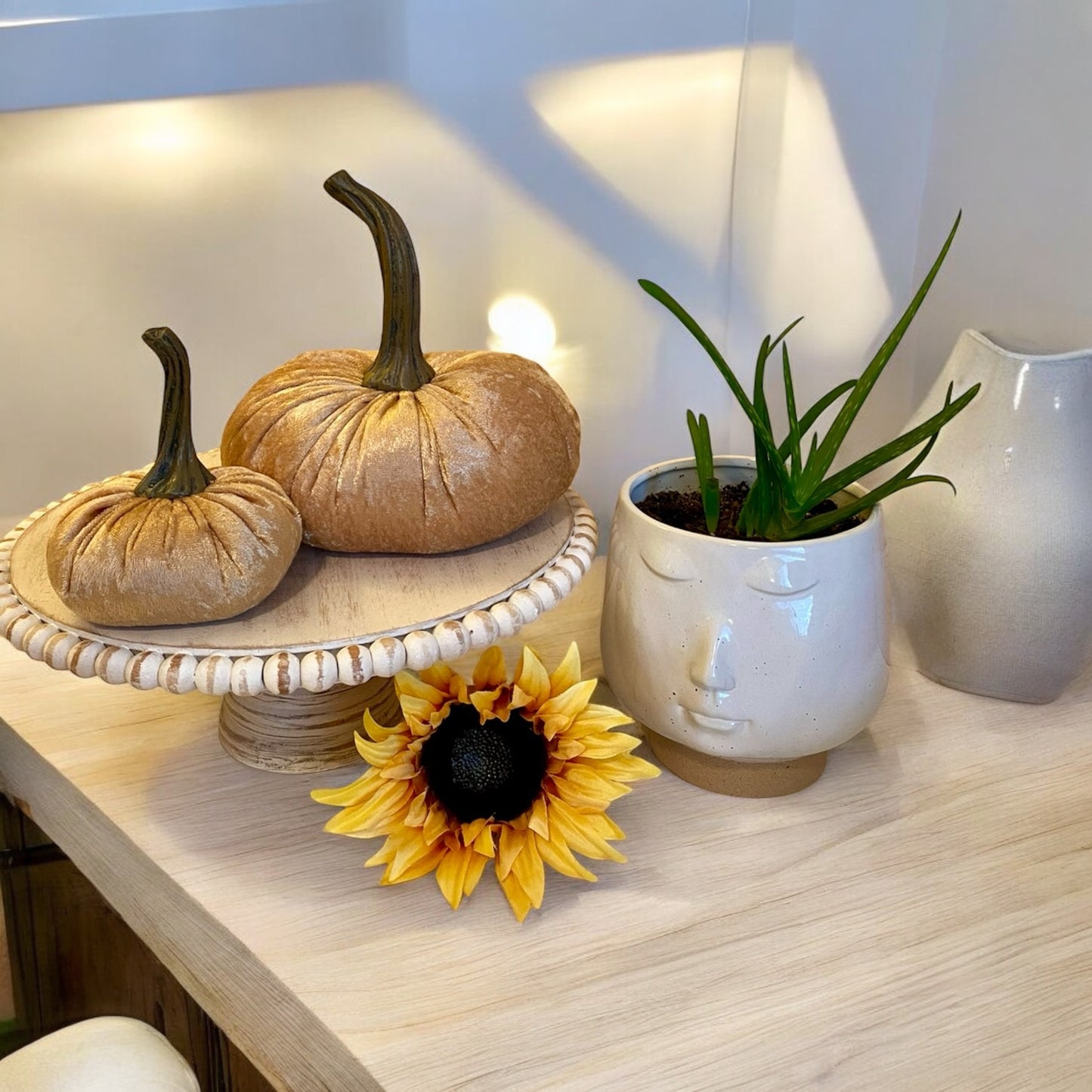 EXTRA LARGE CRUSHED VELVET PUMPKIN - CHAMPAGNE GOLD