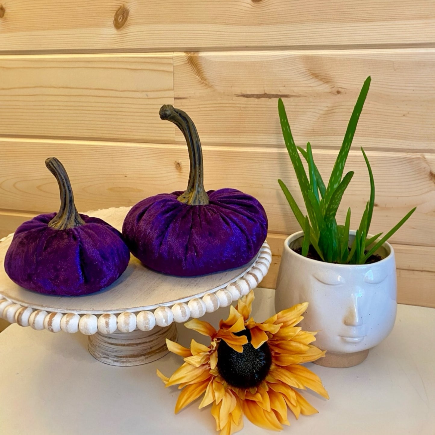 VELVET PUMPKIN SET of 3 - PURPLE CRUSH