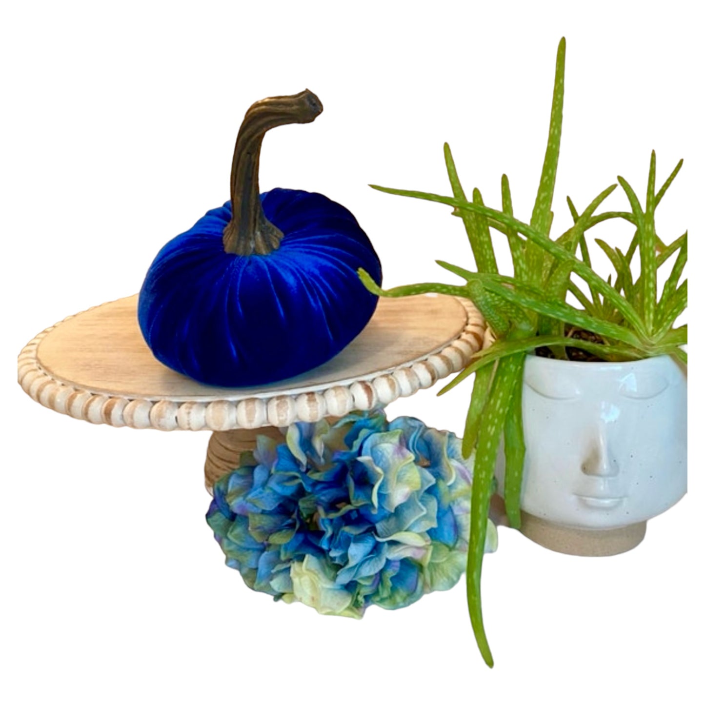 LARGE VELVET PUMPKIN - ROYAL BLUE