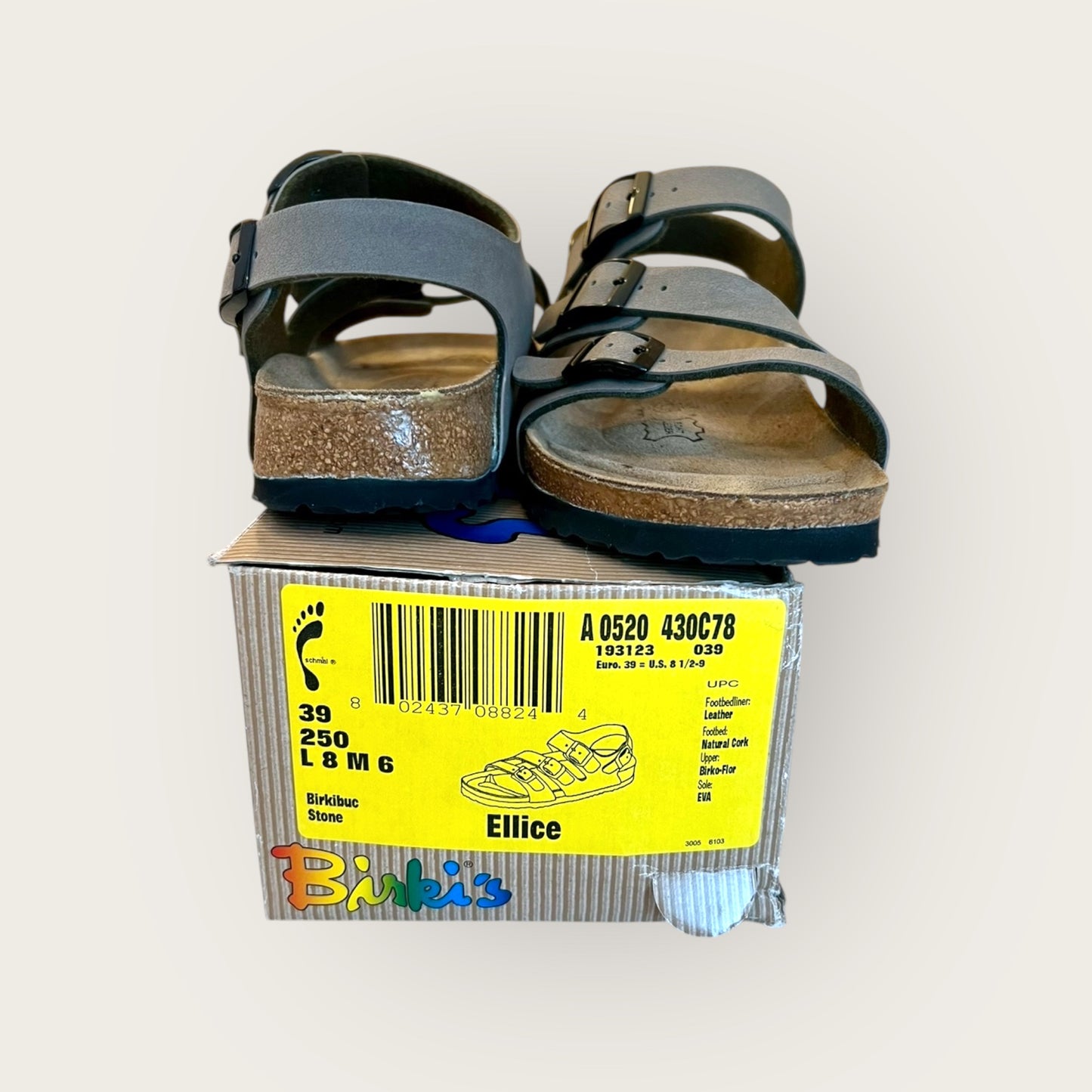 Birkenstock Birki's Ellice Triple Strap Slingback Sandal EU39 (8.5-9) Stone NIB