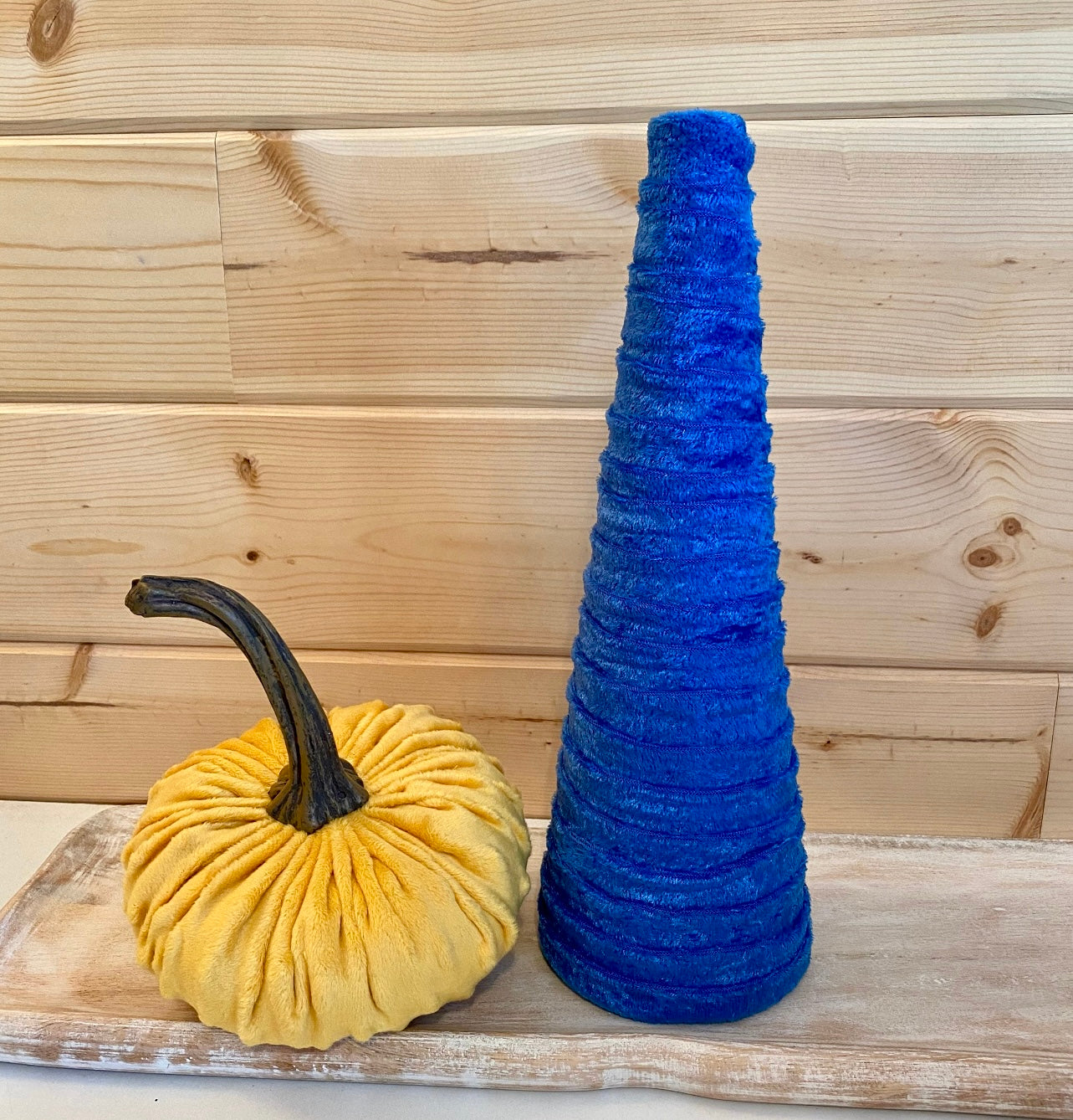 Decorative CONE Trees BLUE CRUSH VELVET Tree Sets of 4