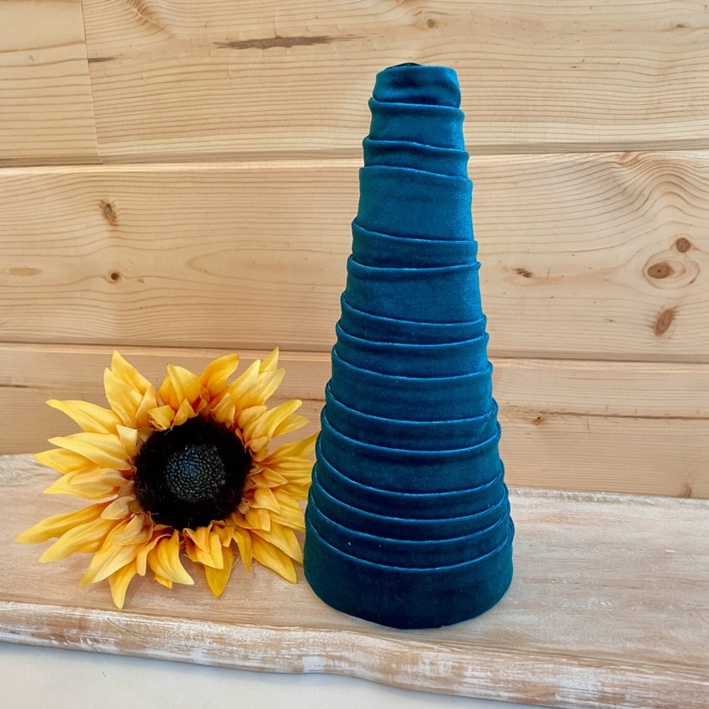 Decorative CONE Trees for Home Decor and Wedding Centerpieces Set of 5 TEAL VELVET Cones