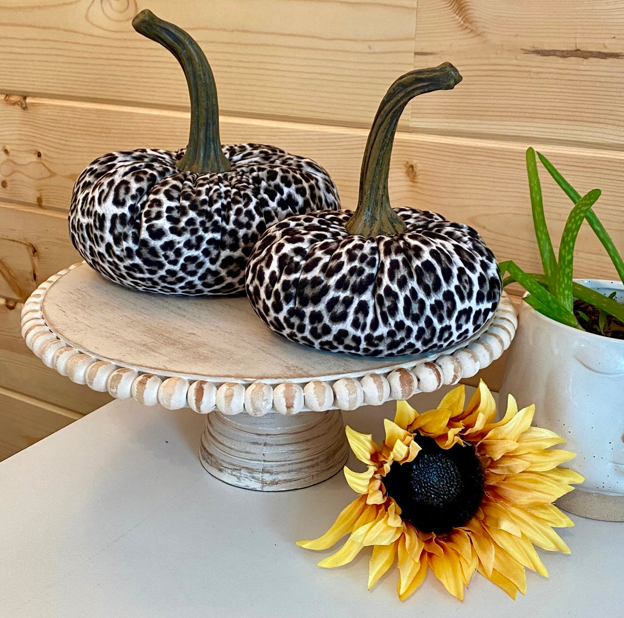 PUMPKIN SET of 3 ANIMAL PRINT - SNOW LEOPARD