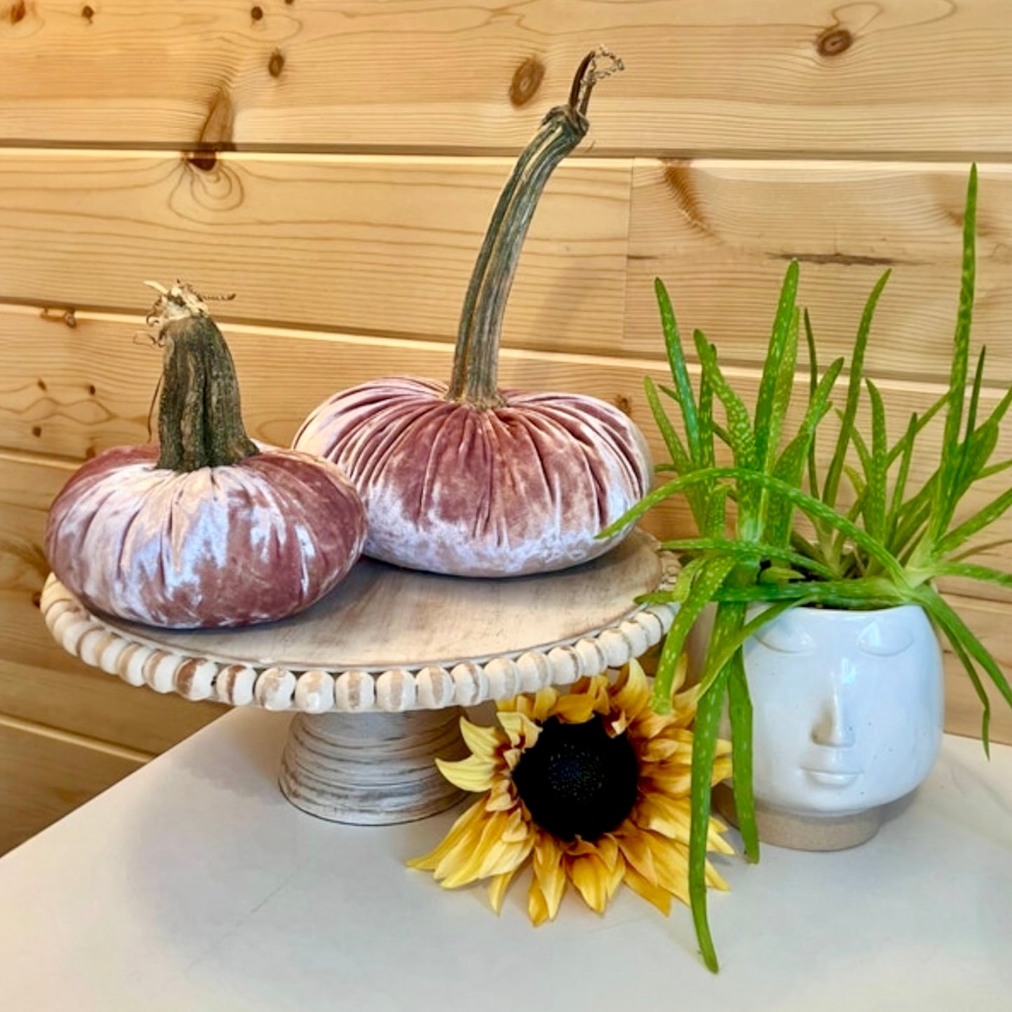 EXTRA LARGE VELVET PUMPKIN - PINK CHAMPAGNE