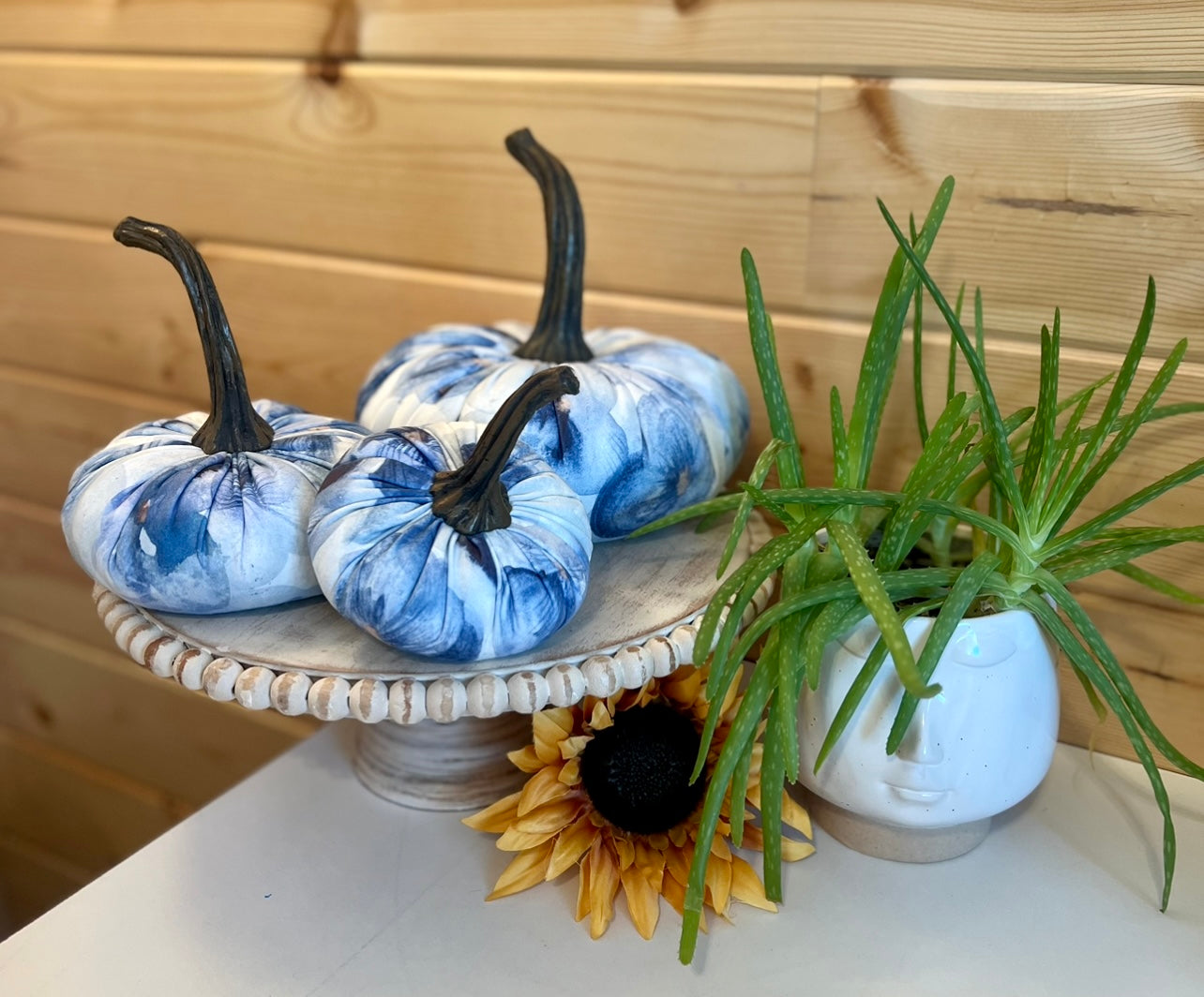 PUMPKIN SET of 3 FLORAL PRINT - PRESSED PANSY