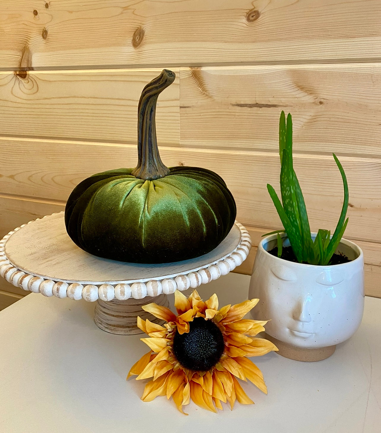 VELVET PUMPKIN SET of 3 - OLIVE