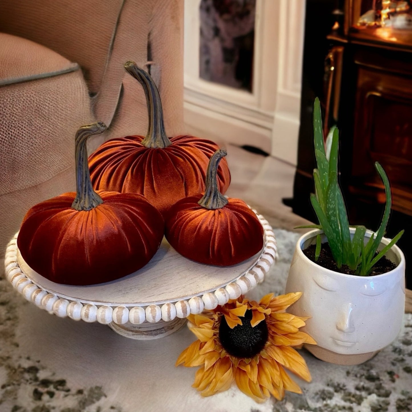 PUMPKIN SET OF 3 VELVET - RUST