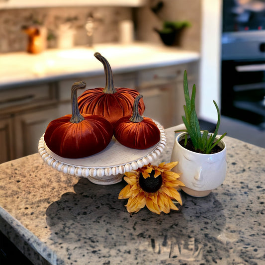 PUMPKIN SET OF 3 VELVET - RUST