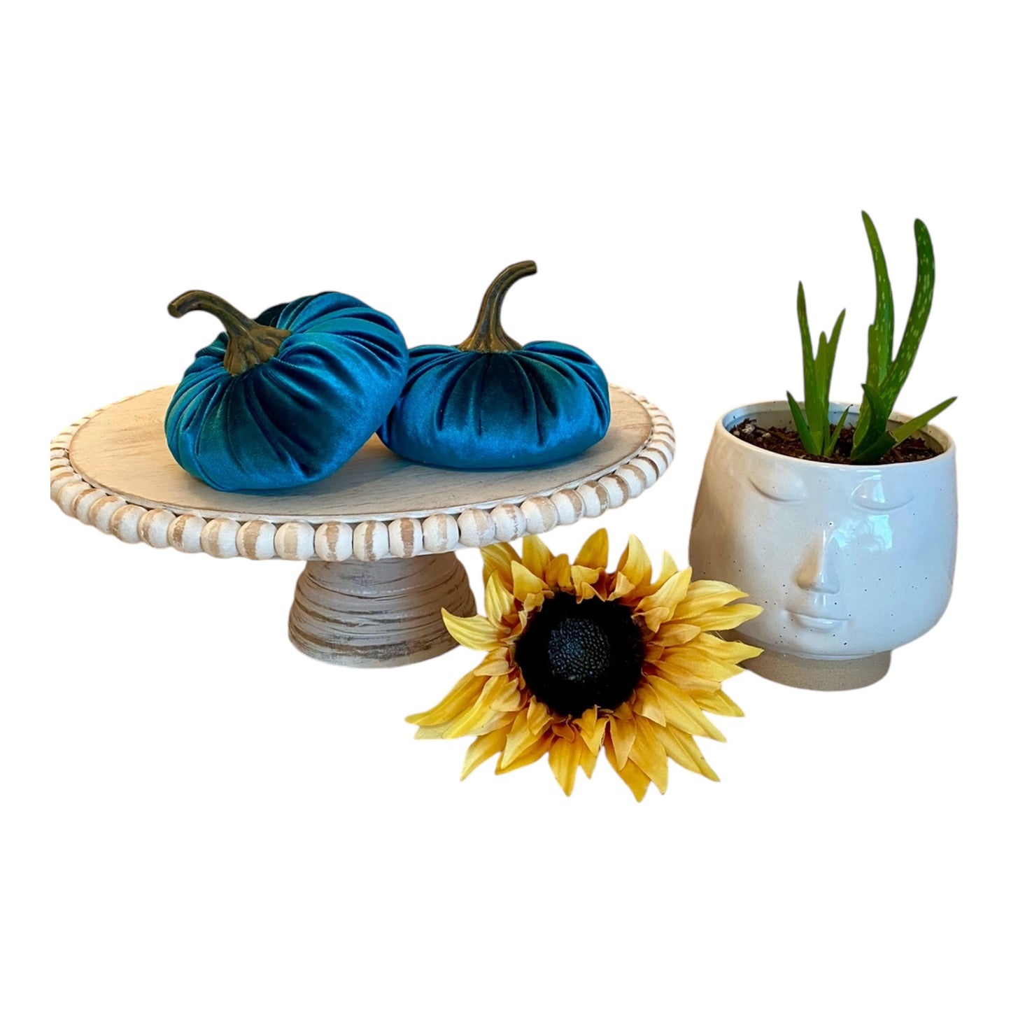 VELVET PUMPKIN SET of 3 - TEAL VELVET