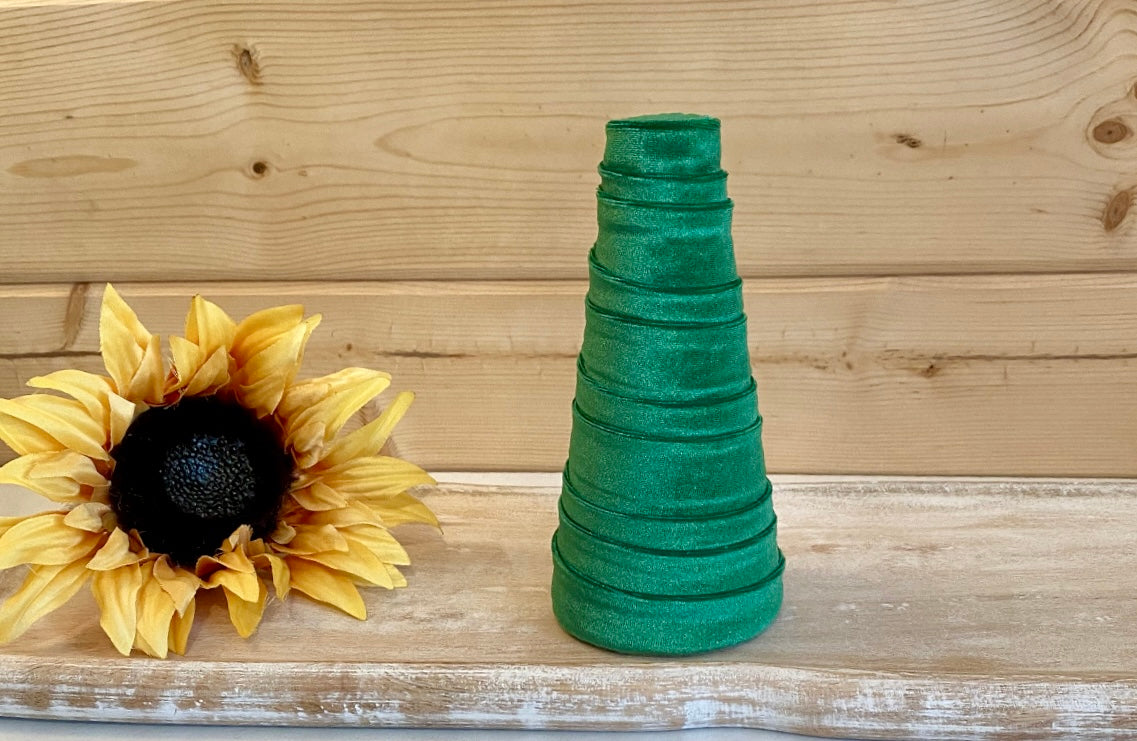 Decorative CONE Trees GREEN VELVET Luxe Handcrafted Tree Set of 4