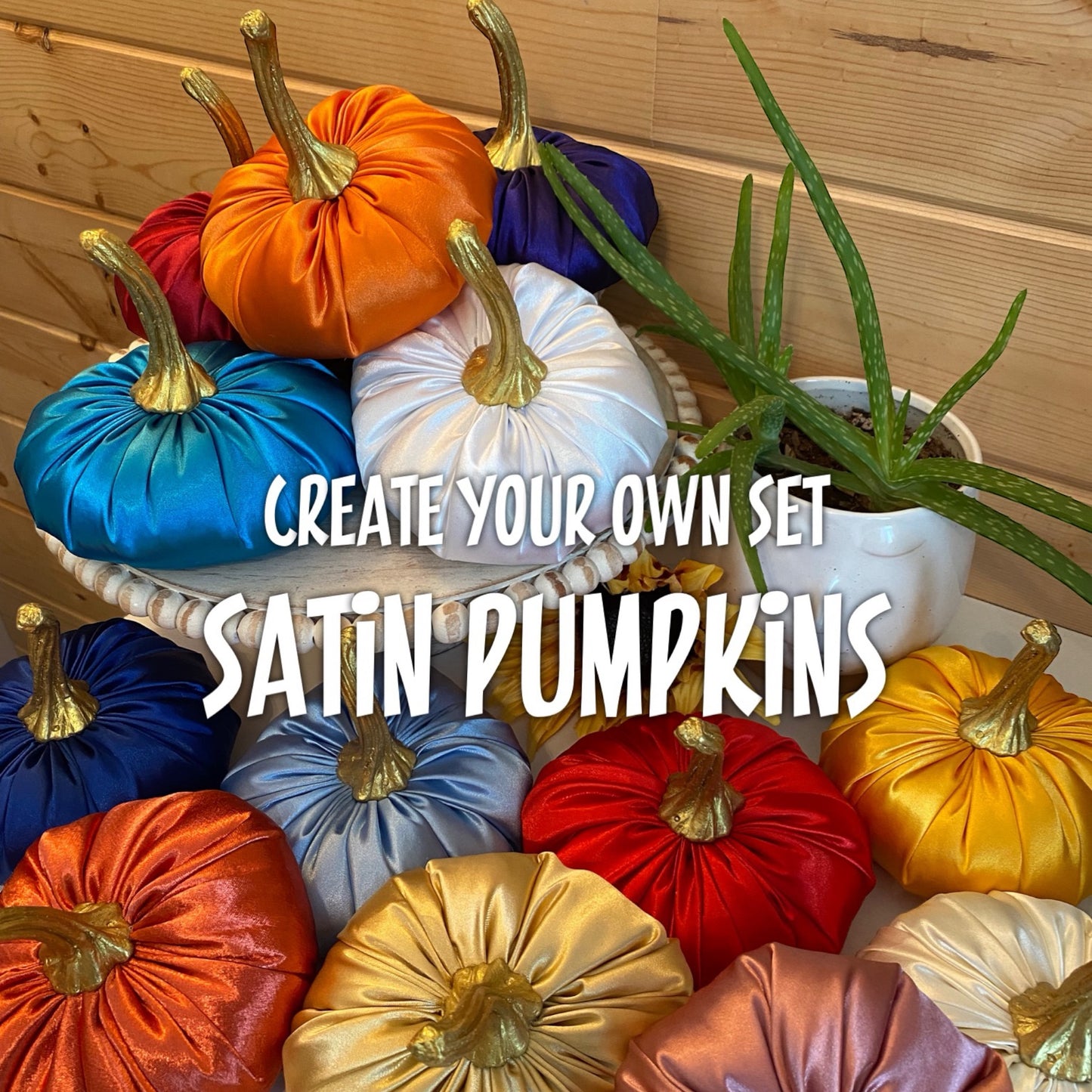 MEDIUM SATIN PUMPKIN SET of 4 - MIX and MATCH - CREATE YOUR OWN SET of 4