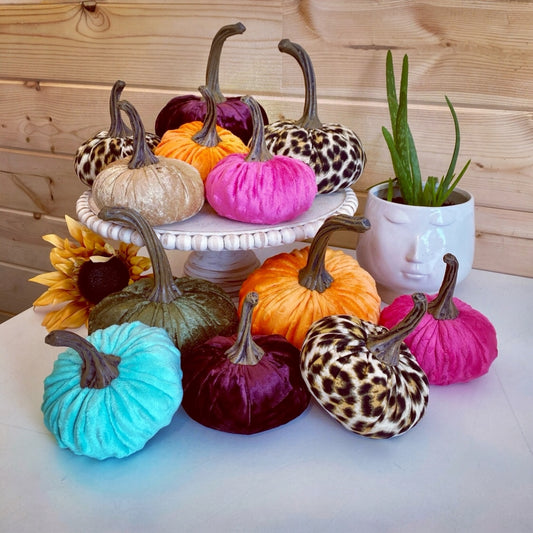 SMALL HANDMADE PUMPKINS - Velvets, Nubby Minks, Prints, Flannels, Animal Prints - ENTIRE COLLECTION