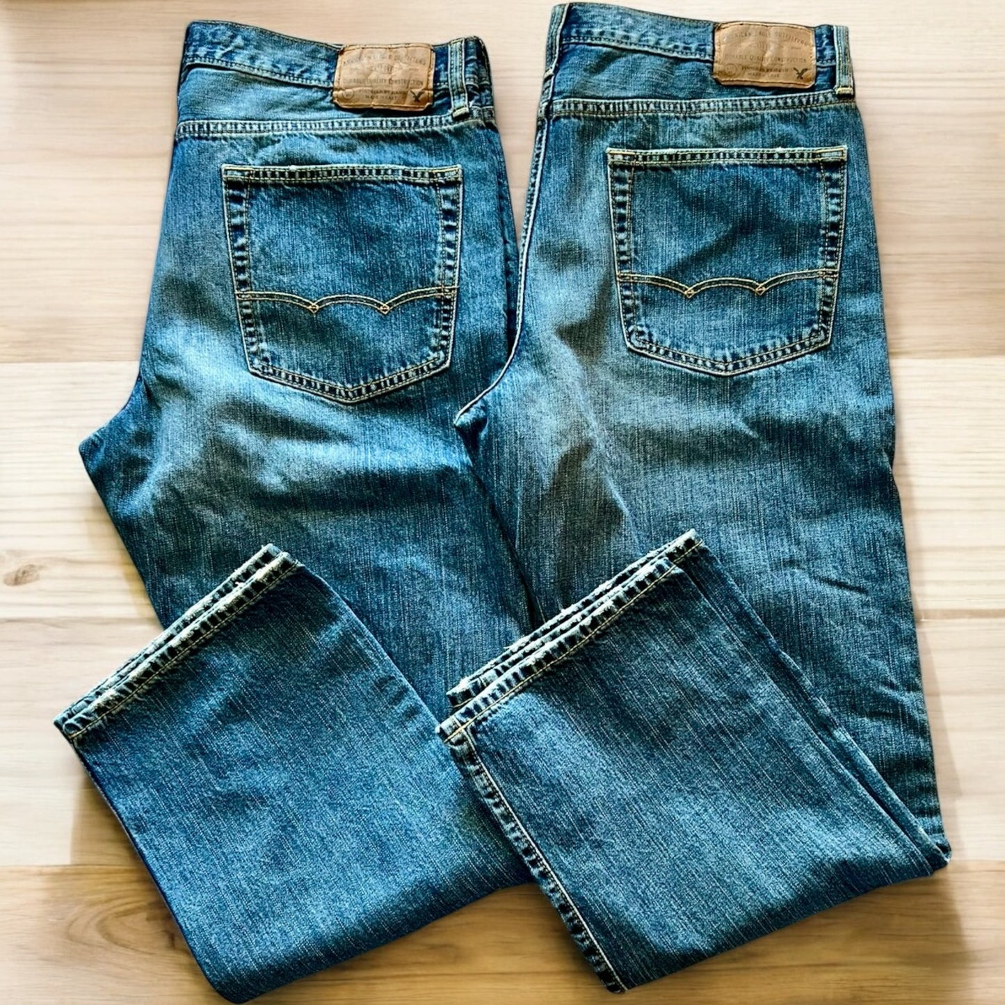 ‼️SOLD ‼️ AE AMERICAN EAGLE OUTFITTERS STRAIGHT LEG MENS JEANS 36X30 LOT of 2