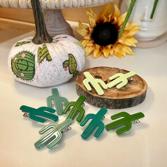 Cactus Themed Hair Clip Set of 2 Cacti Barrettes Gift Set for Her Fun Hair Accessories Southwestern Desert Motif Best Sellers